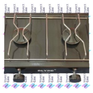 AV 1008 ANAFE GAS 2 HORNALLAS MECHERO ALUMINIO C/TAPA ENLOZADA ALYMO