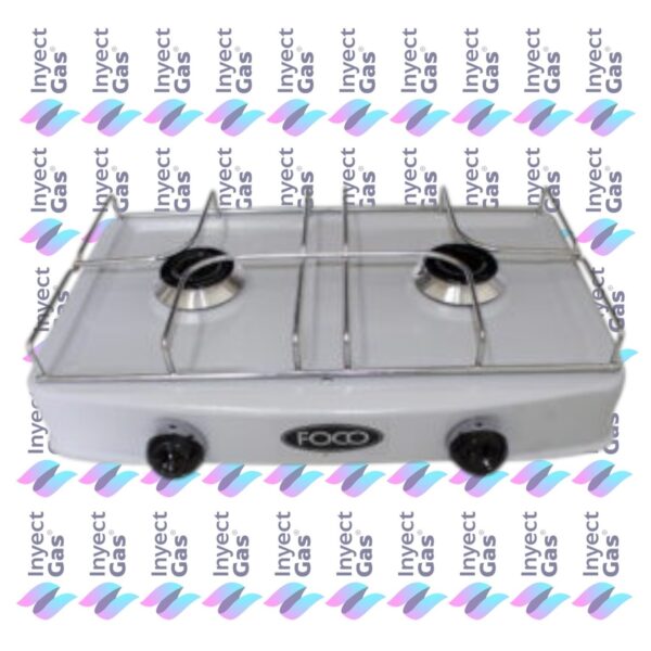 AV 1067 ANAFE GAS 2 HORNALLAS MECHERO ALUMINIO C/TAPA ENLOZADA FOCO