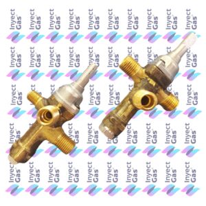 RV 3356 VALVULA DE SEGURIDAD CALEFACTOR DOMEC 2500 CAL VASTAGO PERILLA ENTRADA 1/4 VIROLA SALIDA 1/4 VIROLA PILOTO 1/8 PESTAÑA