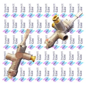 RV 3417 VALVULA DE SEGURIDAD CALEFACTOR STANDARD (ALUMINIO) EQUIPO DE LE¥O VASTAGO PERILLA ENTRADA 1/4 VIROLA SALIDA 1/8 HEMBRA PILOTO 1/8 HEMBRA